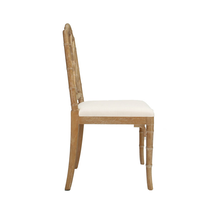 Fairfield Cerused Oak Linen Upholstered Cross Back Side Chair