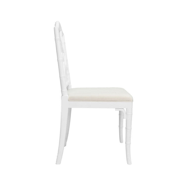 Fairfield Classic White Linen Upholstered Cross Back Side Chair