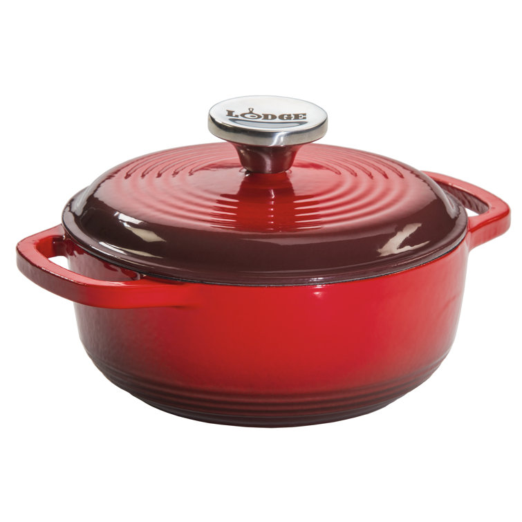 Elegant 6 Qt Red Enameled Cast Iron Dutch Oven