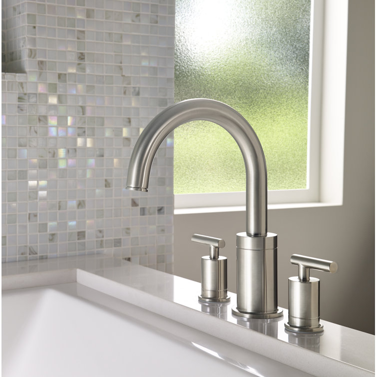 Contempra Brushed Nickel Double Handle Deck-Mount Roman Tub Faucet