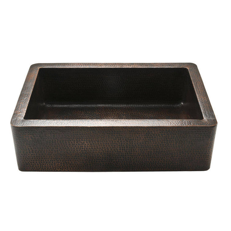 33" Hammered Copper Farmhouse Drop-In Kitchen Sink