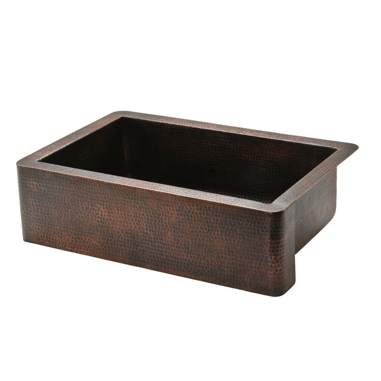33" Hammered Copper Farmhouse Drop-In Kitchen Sink