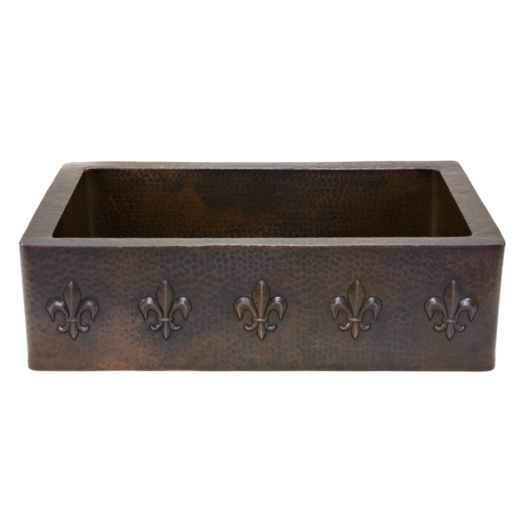 33" Copper Hand-Hammered Farmhouse Drop-In Kitchen Sink