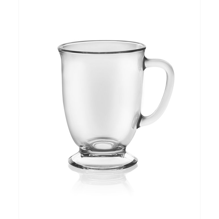 Libbey Kona Clear Glass Coffee Mugs, 16-ounce, Set of 6