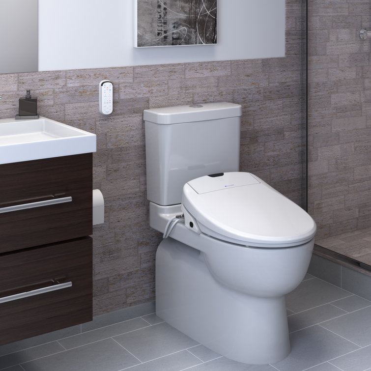 Elongated White Smart Bidet Toilet Seat with Remote