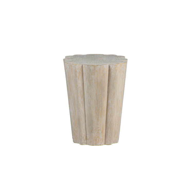 Modern Gray Whitewash Wood Oval Pedestal End Table