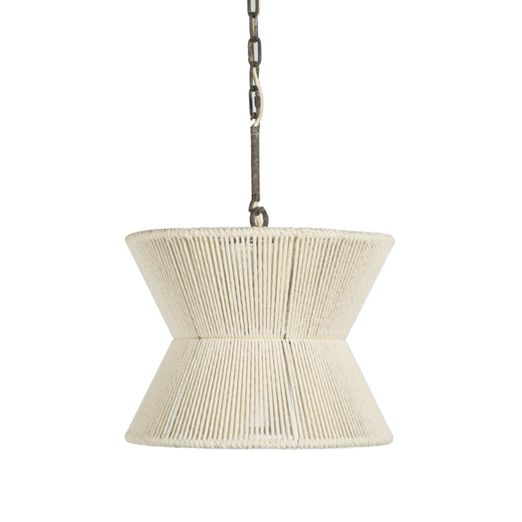 Gabby Hourglass Coastal Charm White Cotton Pendant Light