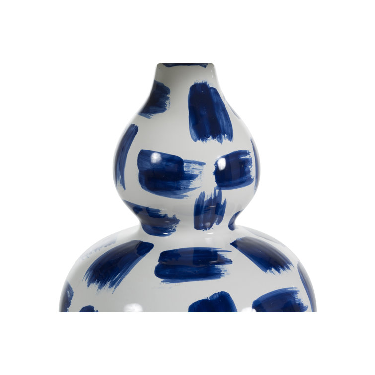 Luca Blue Ceramic Table Lamp with Linen Shade