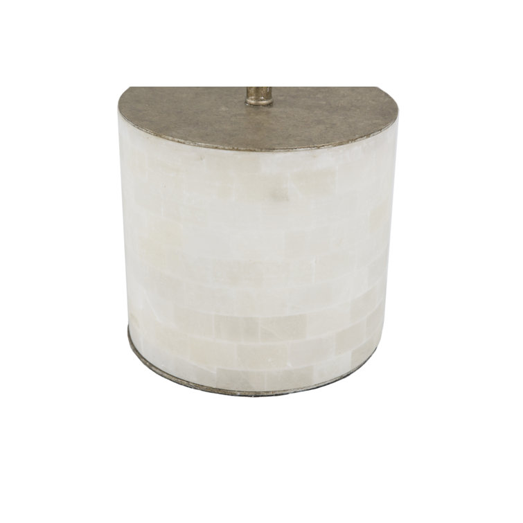 Gray Alabaster and Lucite Round End Table