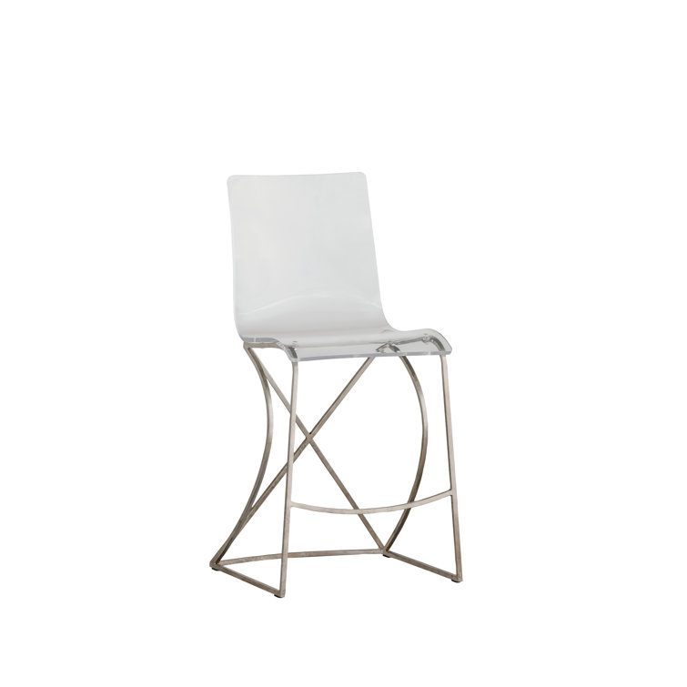 Gabby Johnson 21" Silver Clear Acrylic & Metal Counter Stool