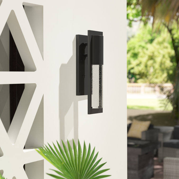 Sleek Black Aluminum LED Wall Light with Clear Seedy Glass