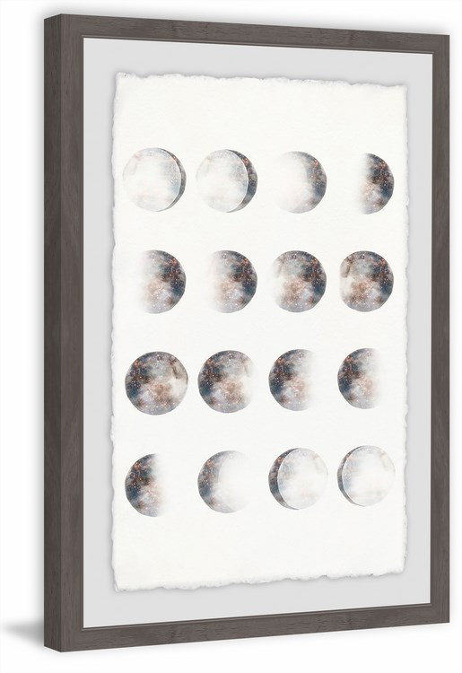 Phases of the Moon II Gray Framed Graphic Art Print