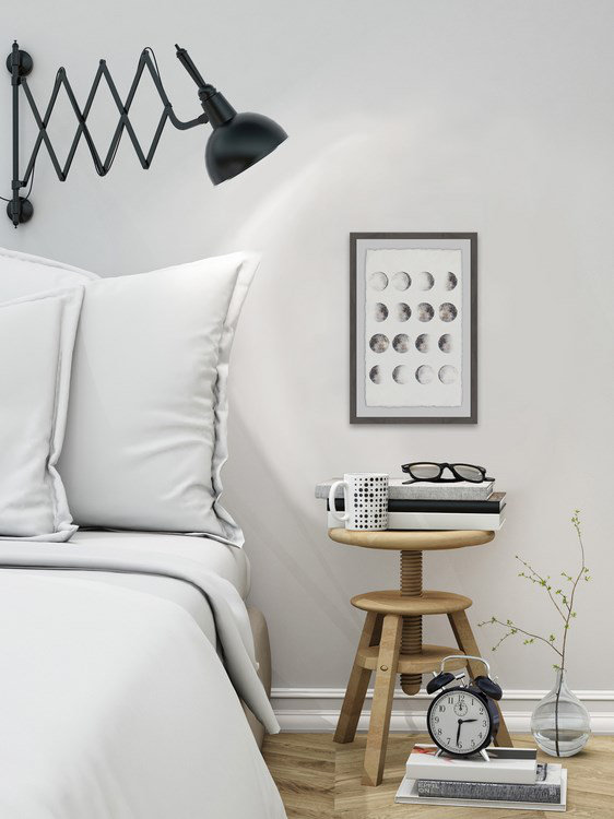 Phases of the Moon II Gray Framed Graphic Art Print
