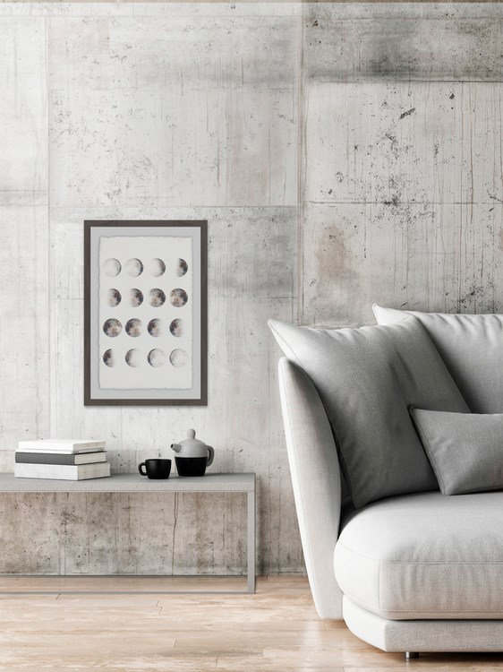 Phases of the Moon II Gray Framed Graphic Art Print