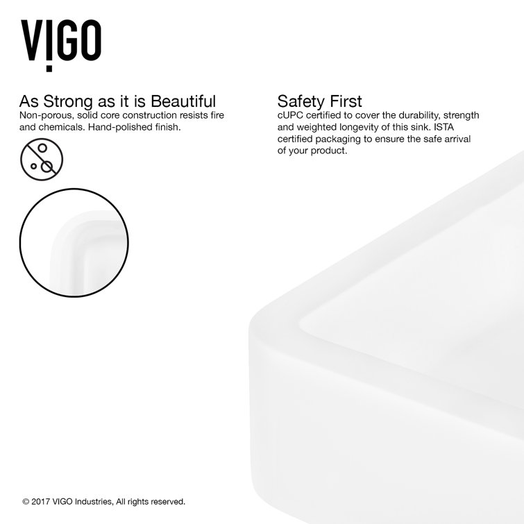 Matte White Stone Rectangular Vessel Sink 23"