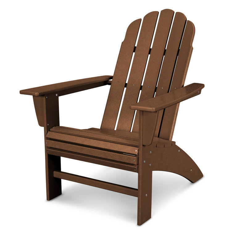Teak Brown Resin Adirondack Chair with Arms