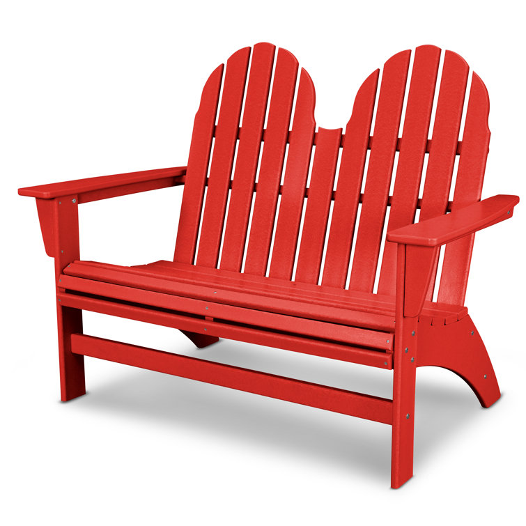 Sunset Red Polywood 48" Adirondack Outdoor Bench
