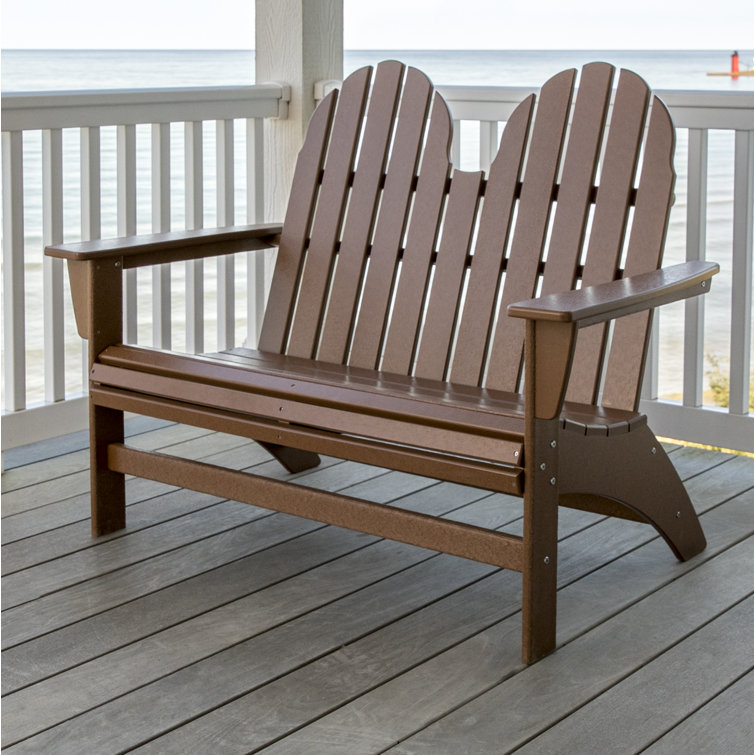 Teak 48" Coastal Adirondack Bench with Curved Seat