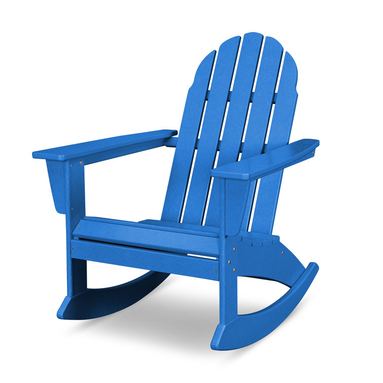 Pacific Blue Polypropylene Vineyard Adirondack Rocking Chair