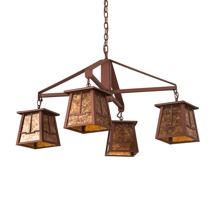 Aurora Midnight Sky 38" Stained Glass 4-Light Traditional Chandelier