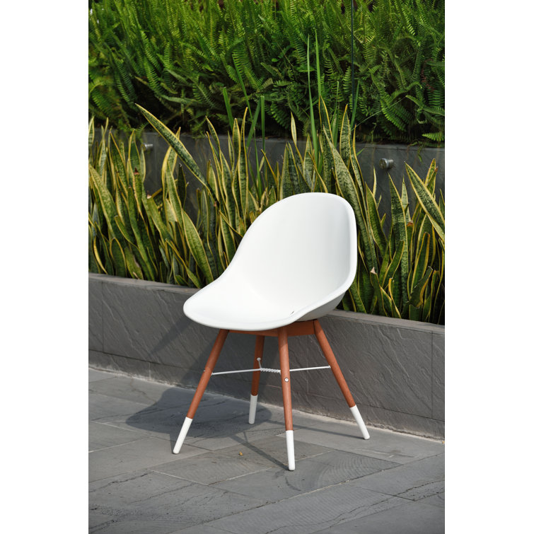 Elysian White & Teak 8-Person Extendable Outdoor Dining Ensemble