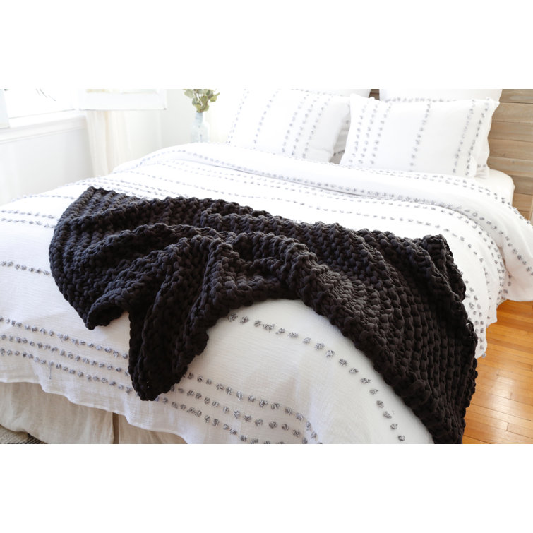 Finn Midnight 60'' x 50'' Organic Hand-Knit Reversible Throw
