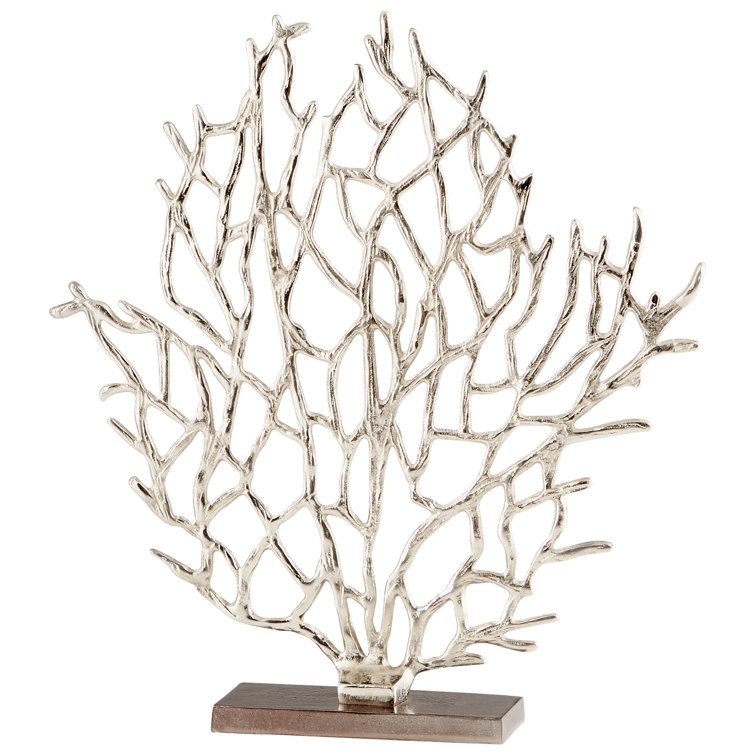 Contemporary Silver Nickel Coral-Inspired Sculpture, 17 Inch