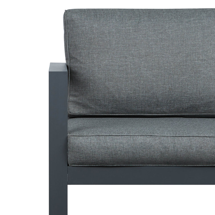 Gray Aluminum Outdoor Loveseat with Cushions, 51" Wide