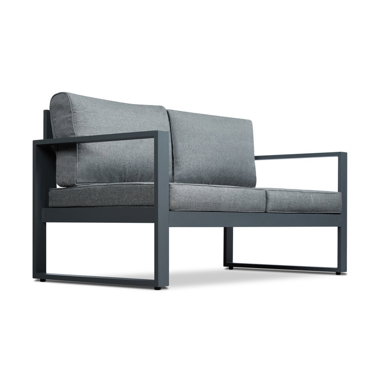 Gray Aluminum Outdoor Loveseat with Cushions, 51" Wide