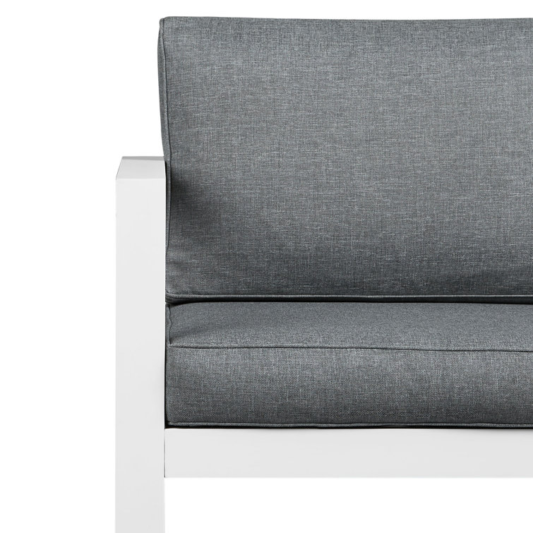 Baltic 55" White Aluminum Outdoor Loveseat with Gray Cushions