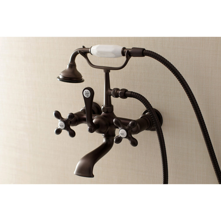 Oil Rubbed Bronze Wall Mount Clawfoot Tub Faucet with Hand Shower