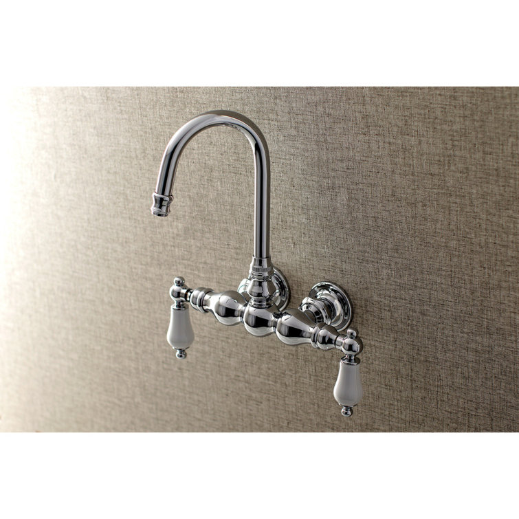 Polished Chrome Vintage Wall Mount Clawfoot Tub Faucet