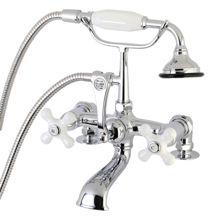Polished Chrome Clawfoot Tub Faucet with Hand Shower