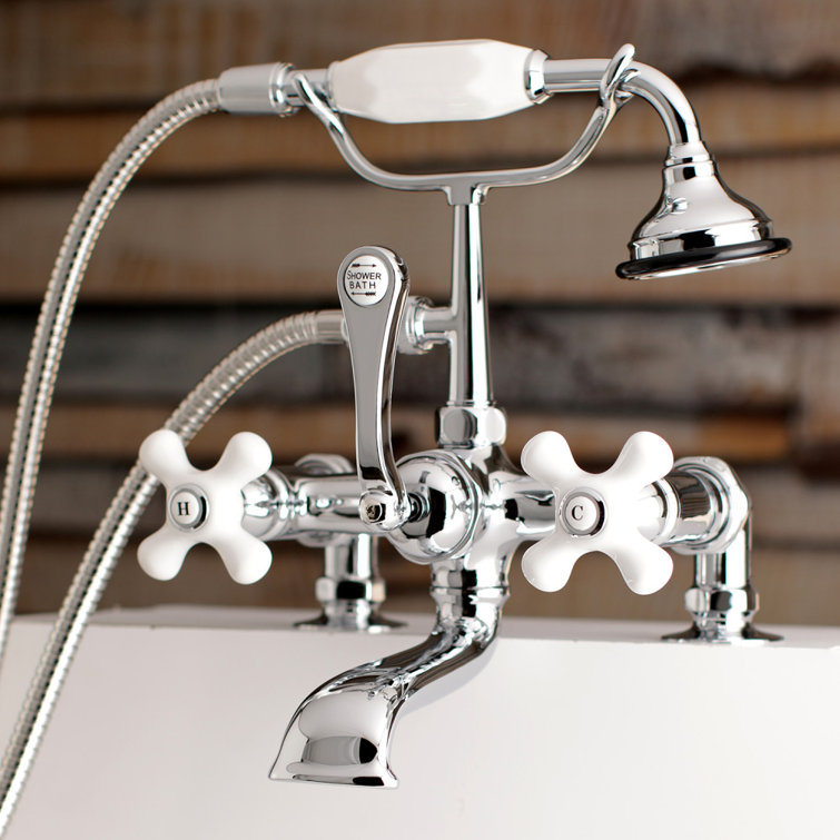 Polished Chrome Clawfoot Tub Faucet with Hand Shower