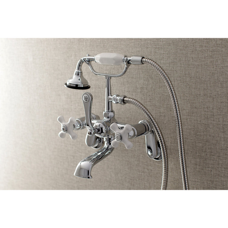 Polished Chrome Vintage Wall Mount Clawfoot Tub Faucet with Hand Shower