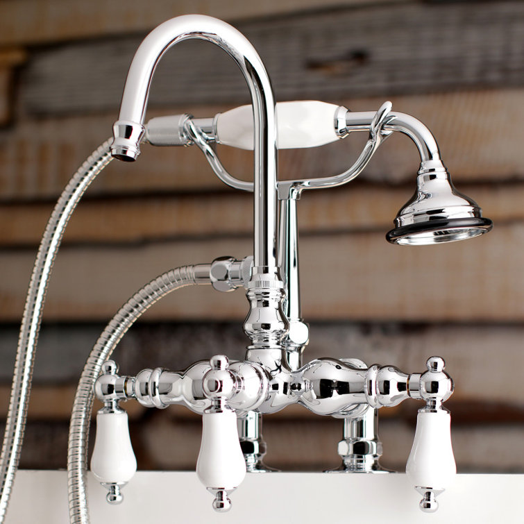 Polished Chrome Vintage Clawfoot Tub Faucet with Hand Shower