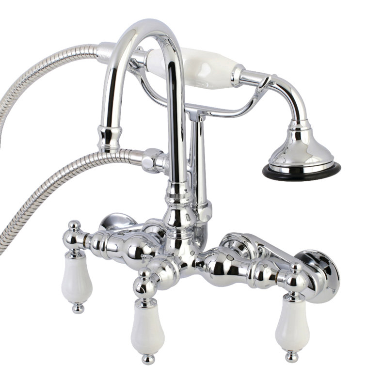 Polished Chrome Vintage Wall Mount Clawfoot Tub Faucet