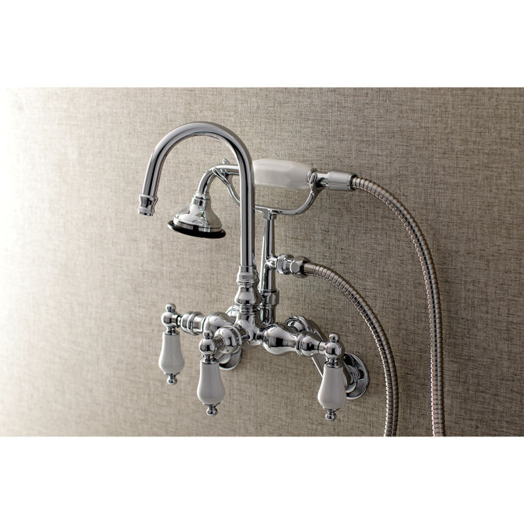 Polished Chrome Vintage Wall Mount Clawfoot Tub Faucet