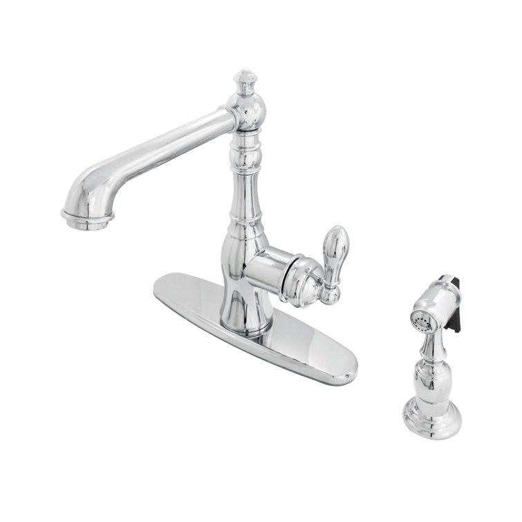 Polished Chrome Single-Handle Kitchen Faucet with Side Sprayer