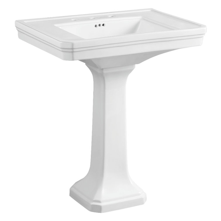 Imperial White Ceramic Pedestal Sink, 30"