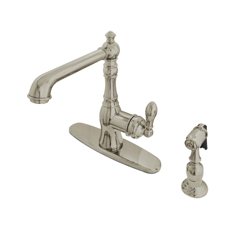 Brushed Nickel Single-Handle Kitchen Faucet with Brass Sprayer