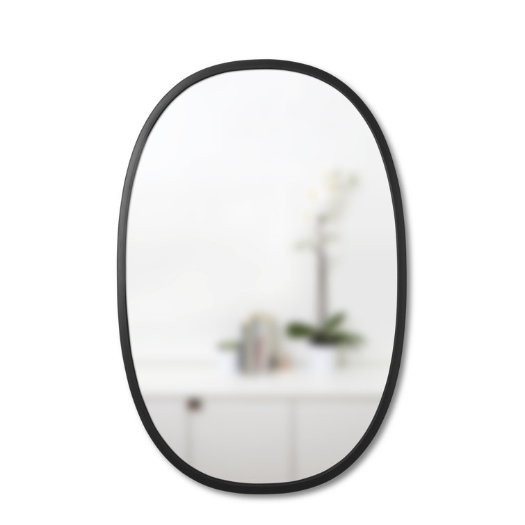Modern Industrial Hub Oval Wall Mirror with Black Rubber Rim