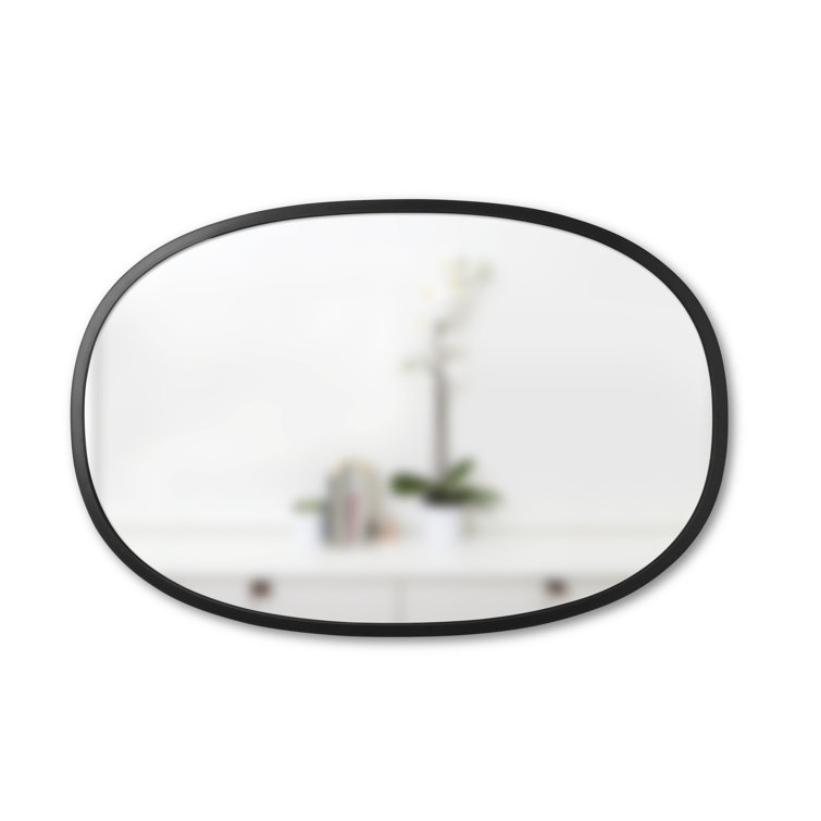 Sleek Modern Oval Hub Wall Mirror 18"x24" in Black