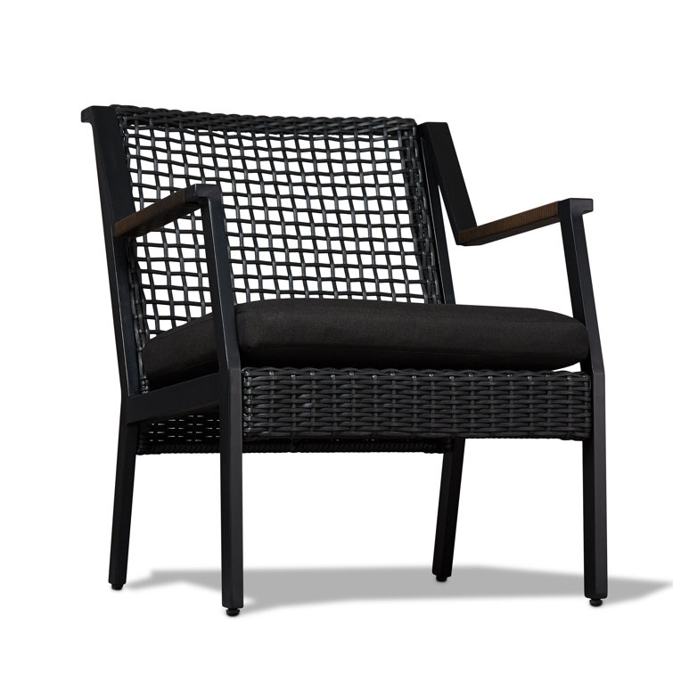 Calvin Black Aluminum Outdoor Dining Chair with Cushions