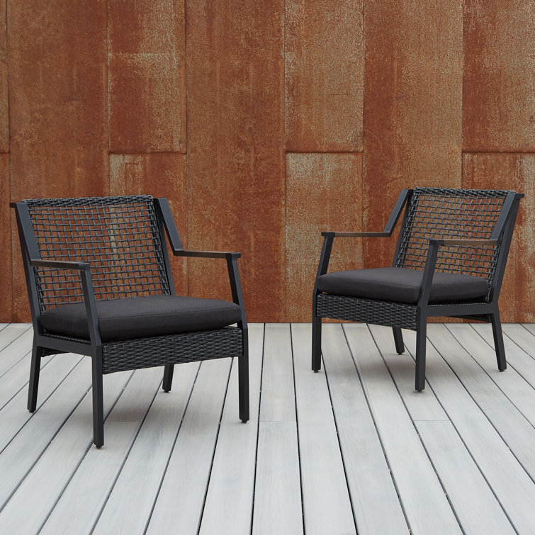 Calvin Black Aluminum Outdoor Dining Chair with Cushions