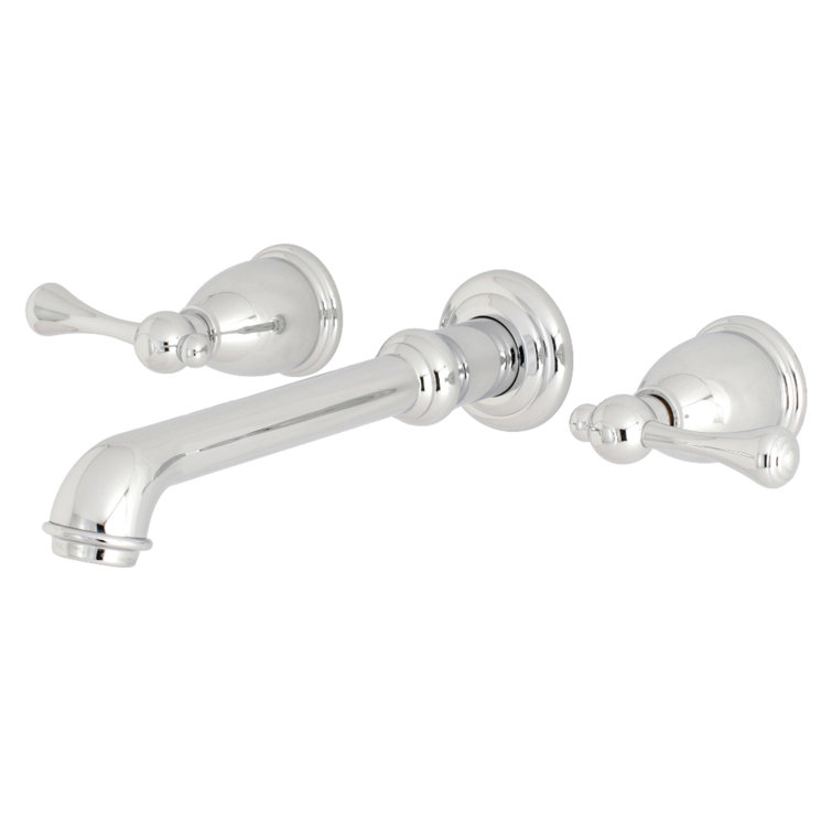 Polished Chrome Two-Handle Wall Mount Bathroom Faucet