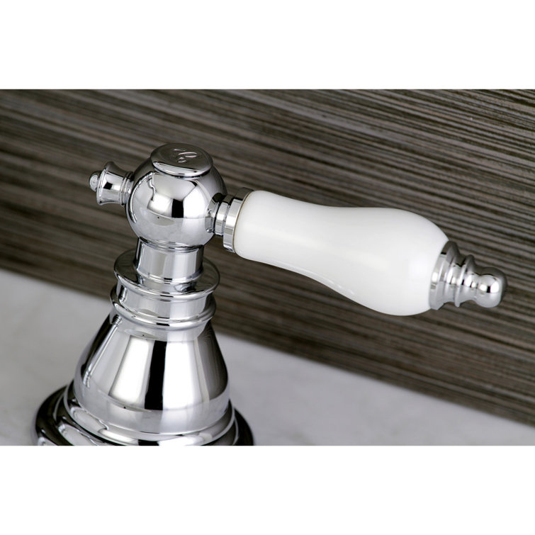 Polished Chrome Traditional Widespread Bathroom Faucet with Porcelain Handles