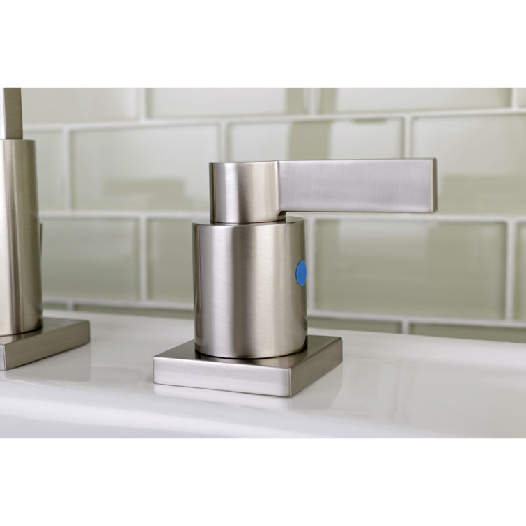 Brushed Nickel Modern Widespread Bathroom Faucet with Pop-Up Drain