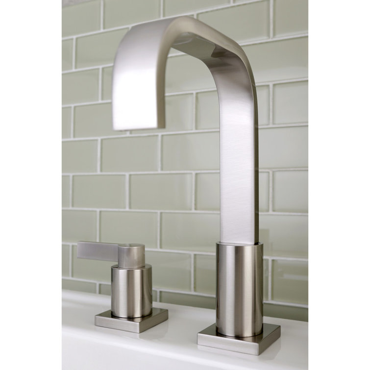 Brushed Nickel Modern Widespread Bathroom Faucet with Pop-Up Drain
