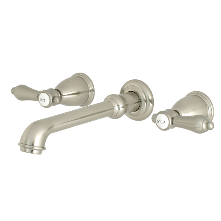 Brushed Nickel Two-Handle Wall Mount Bathroom Faucet